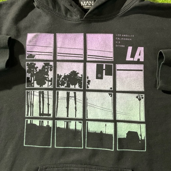 BoohooMan LA California Black Graphic Hoodie - Picture 3 of 8